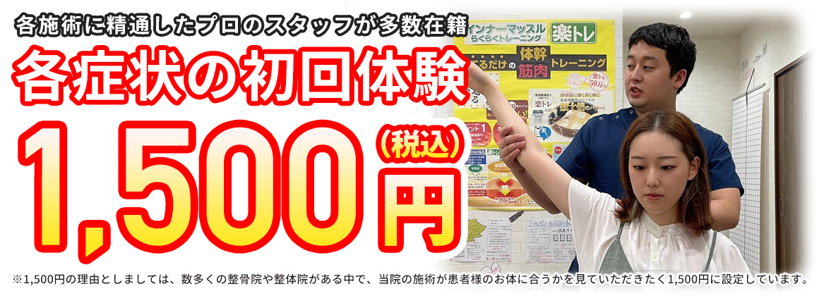 各症状の初回体験：2,000円(税抜)