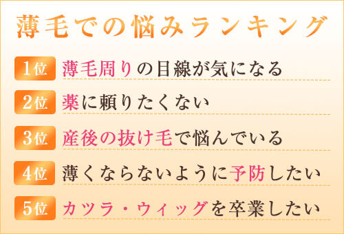 薄毛での悩みランキング